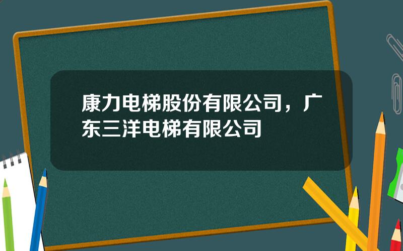 康力电梯股份有限公司，广东三洋电梯有限公司