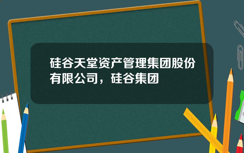 硅谷天堂资产管理集团股份有限公司，硅谷集团