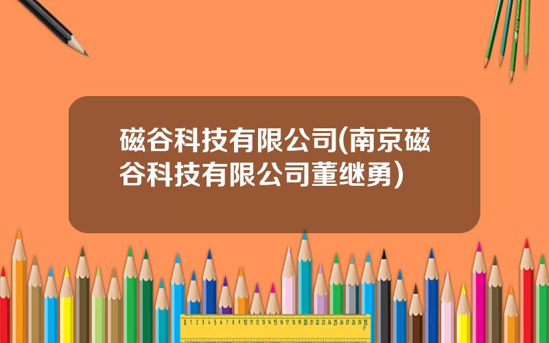 磁谷科技有限公司(南京磁谷科技有限公司董继勇)