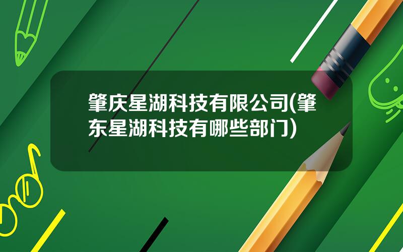 肇庆星湖科技有限公司(肇东星湖科技有哪些部门)